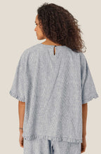 Dreuma Faded Black Stripe Ruffle Top