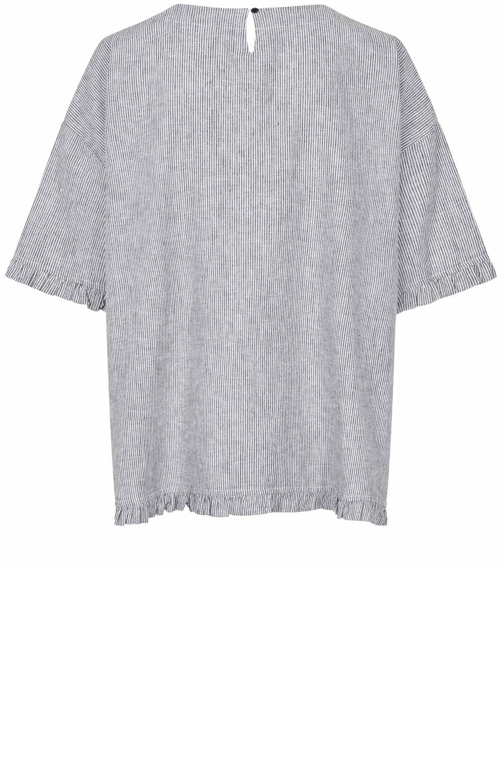 Dreuma Faded Black Stripe Ruffle Top