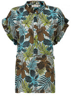 Drina Blue Mist Tropical Print Top