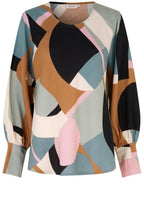 Drisa Green Blue Statement Cuffs Blouse