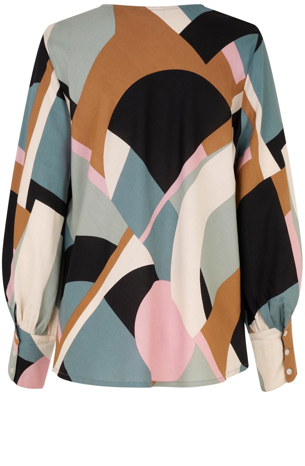 Drisa Green Blue Statement Cuffs Blouse