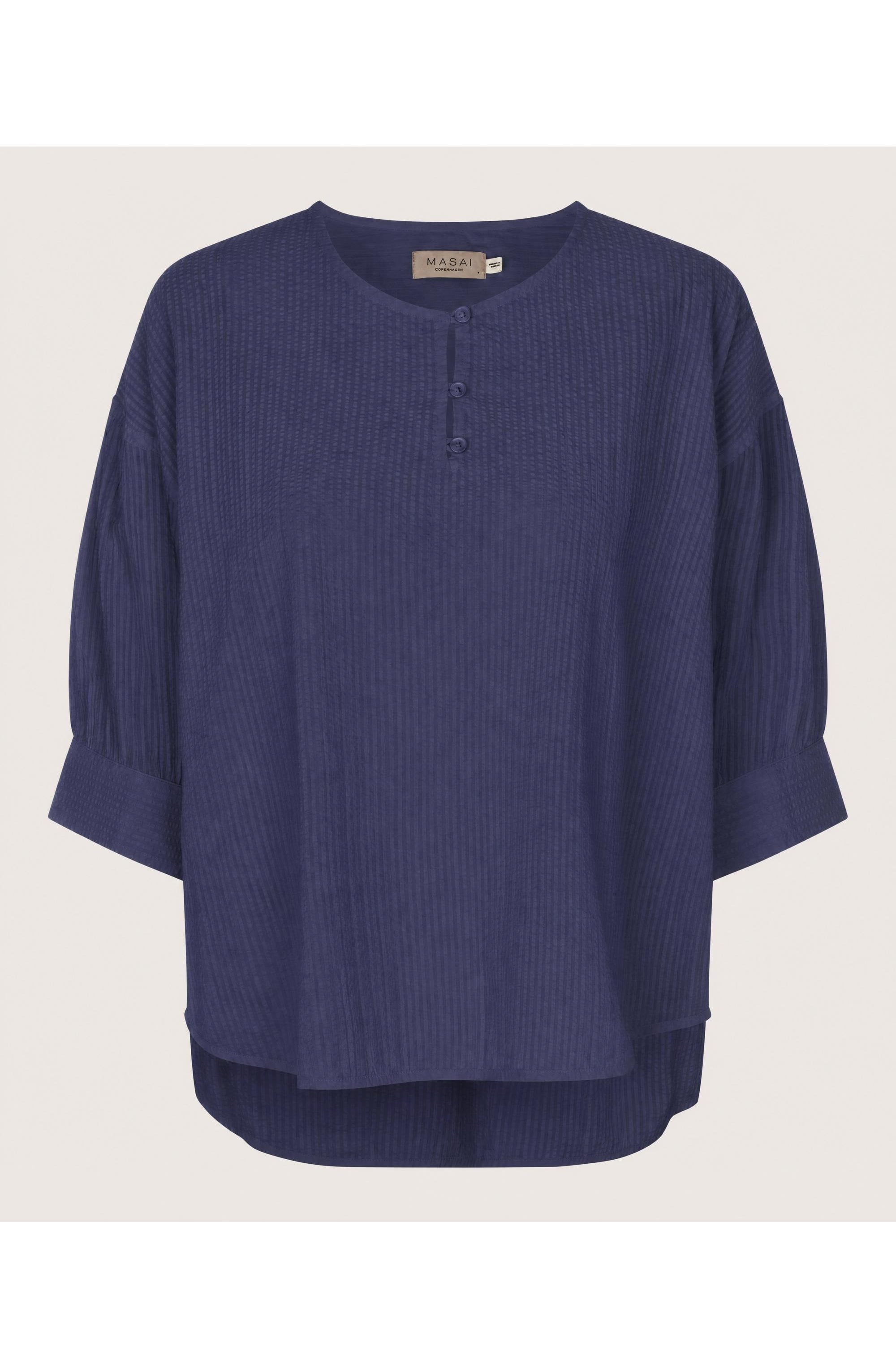 Dyrentha Blue Textured Top