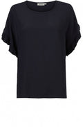 Earleen Navy Frill Sleeve Top