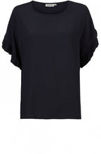Earleen Navy Frill Sleeve Top