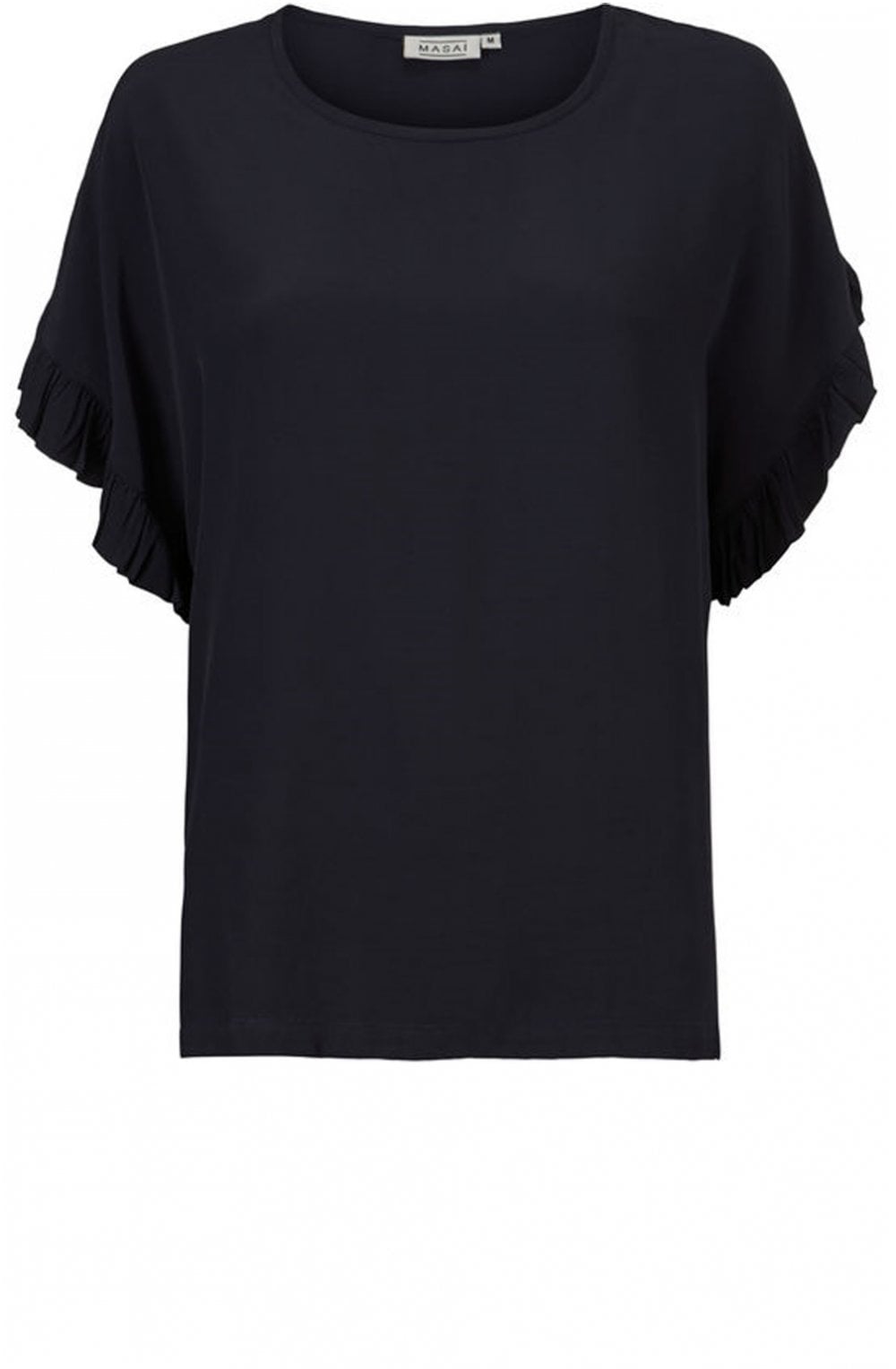 Earleen Navy Frill Sleeve Top