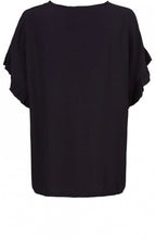 Earleen Navy Frill Sleeve Top