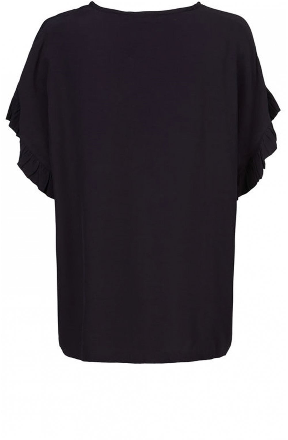 Earleen Navy Frill Sleeve Top