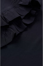 Earleen Navy Frill Sleeve Top