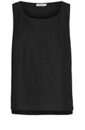 Eda Black Linen Vest Top