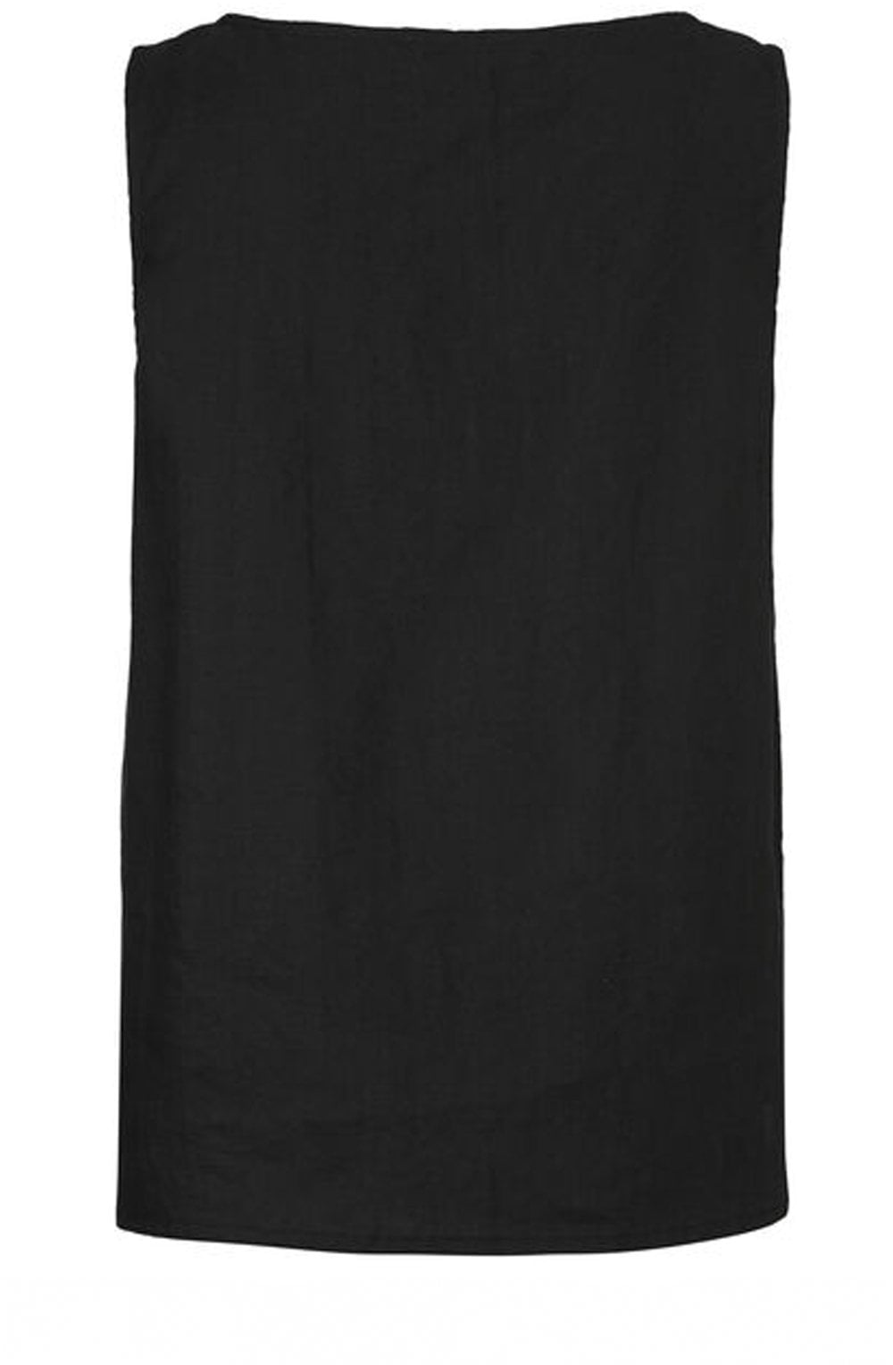 Eda Black Linen Vest Top