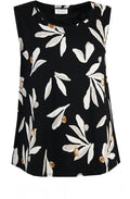 Elisa Black Abstract Daisy Vest Top