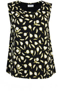 Elisa Black Leaf & Floral Print Vest Top