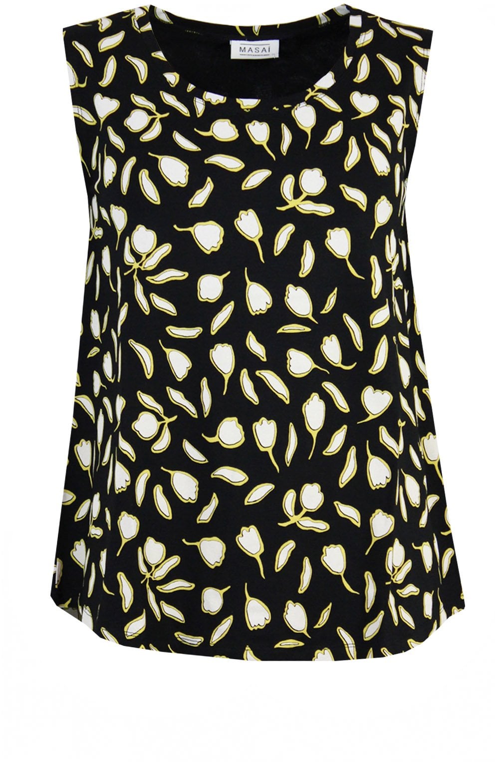Elisa Black Leaf & Floral Print Vest Top