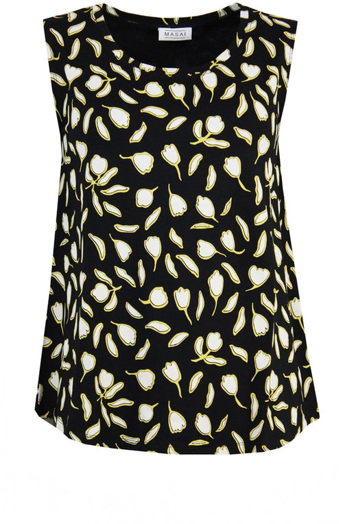 Elisa Black Leaf & Floral Print Vest Top