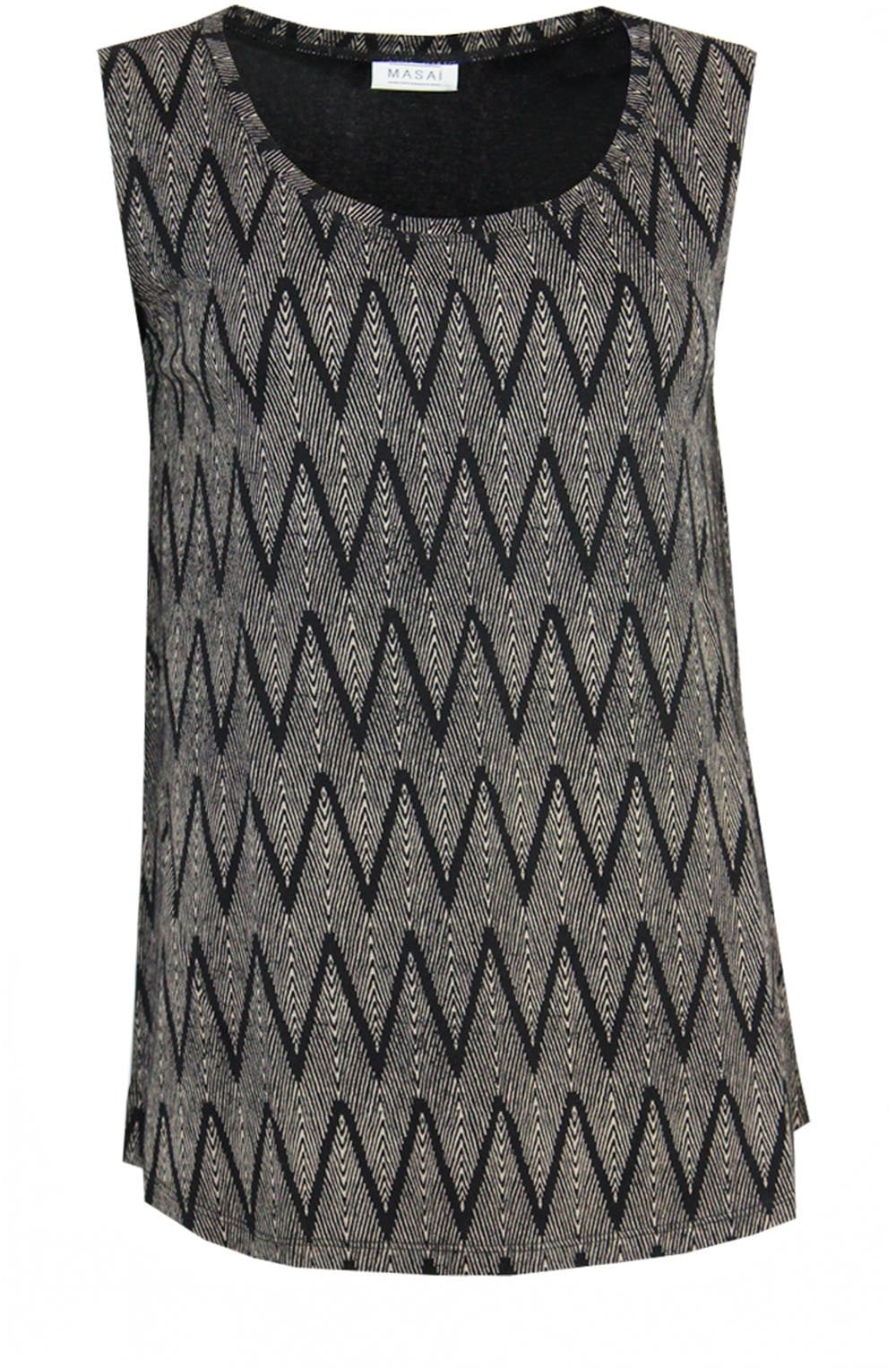 Elisa Black Zigzag Vest Top