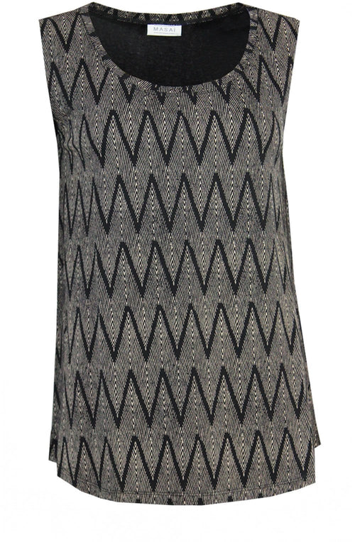 Elisa Black Zigzag Vest Top