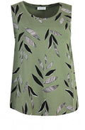 Elisa Olive Branch Leaf Print Vest Top