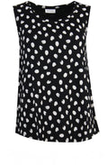 Elisa Spotted Black Leaf Vest Top