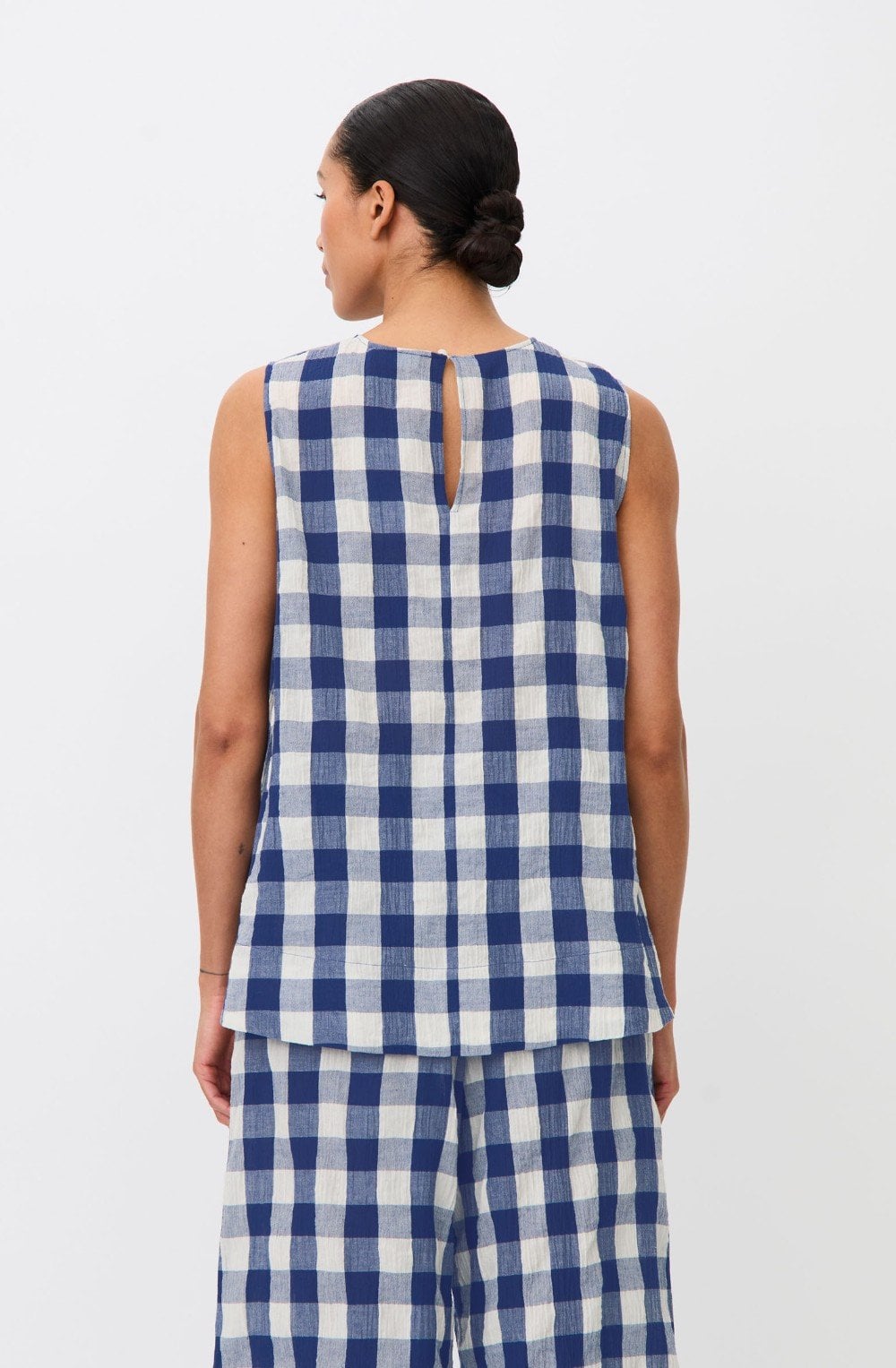Elivia Gingham Print Sleeveless Top