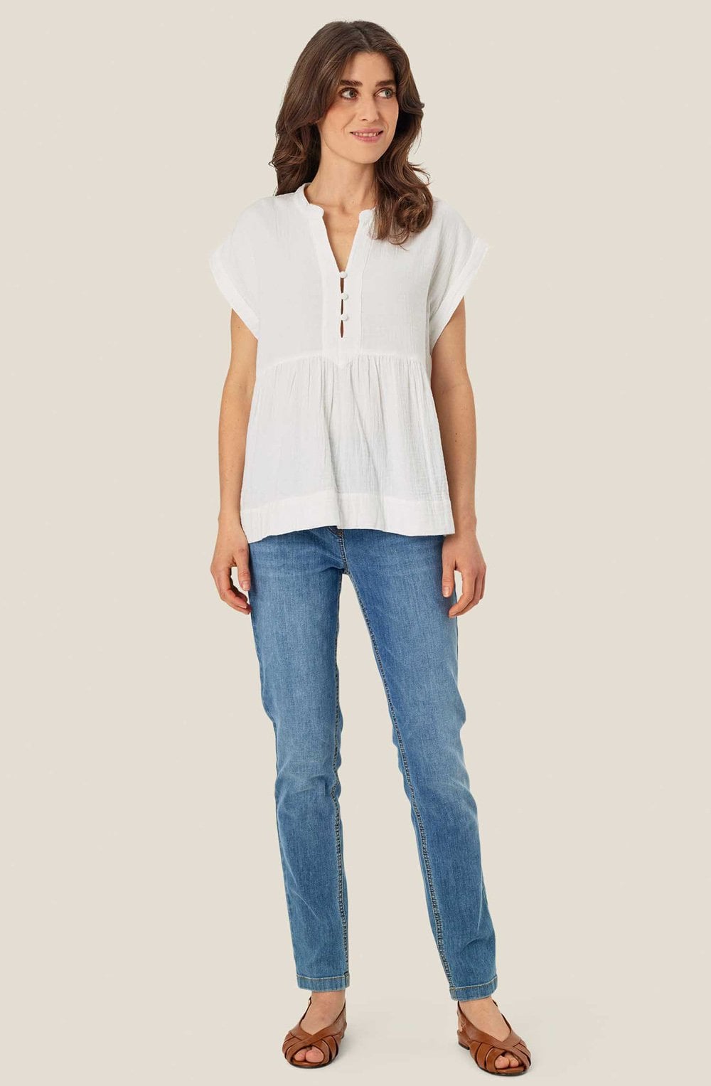 Eloisa White Seersucker Blouse