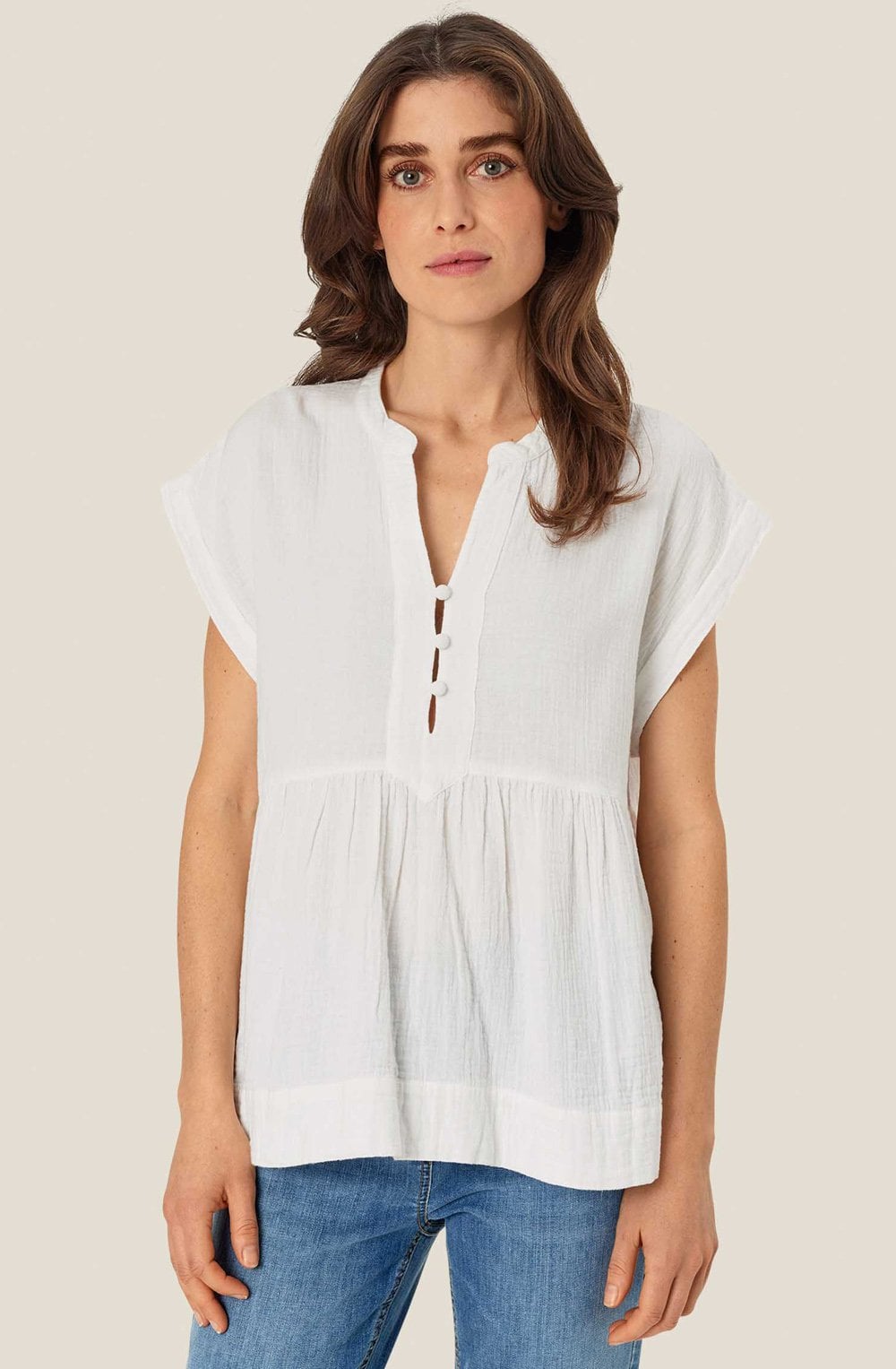 Eloisa White Seersucker Blouse