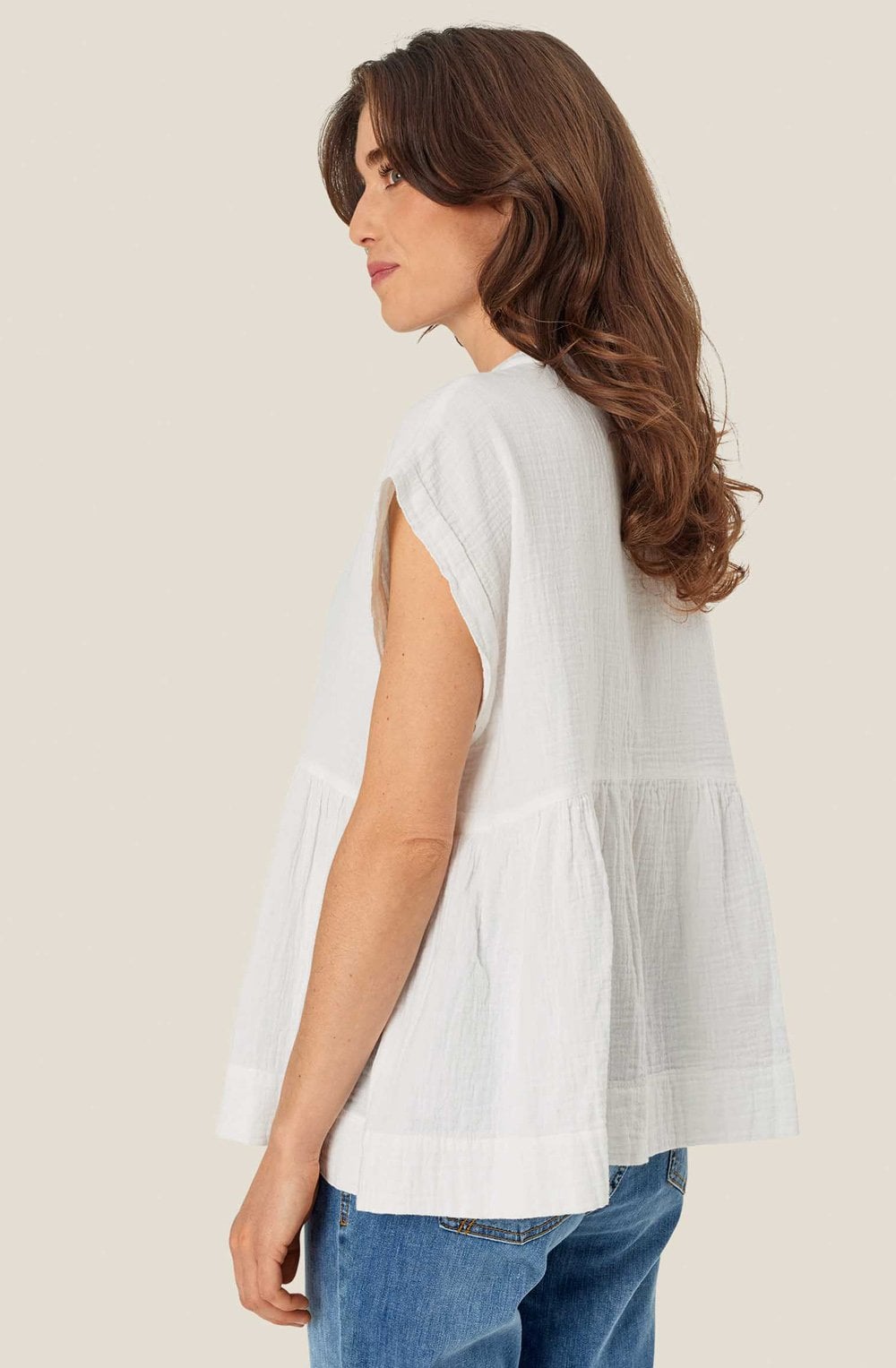 Eloisa White Seersucker Blouse