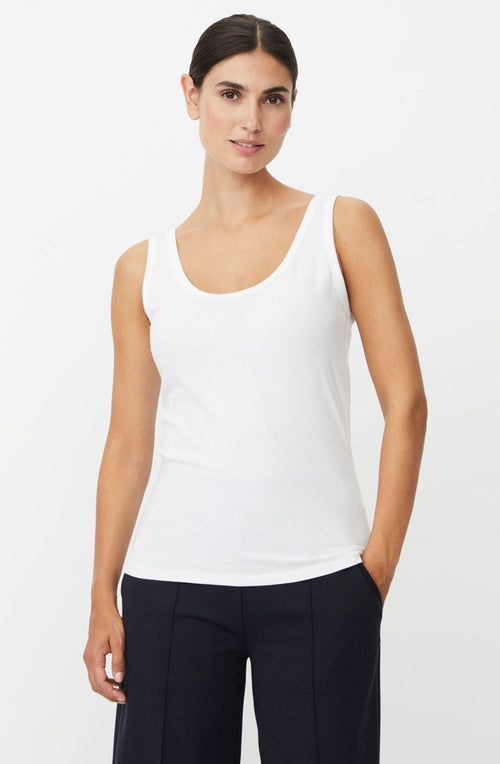 Elvoria White Jersey Vest Top
