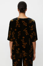 Estela Black and Gold Velvet V neck Blouse