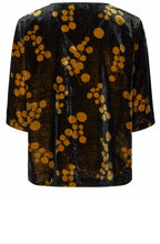 Estela Black and Gold Velvet V neck Blouse