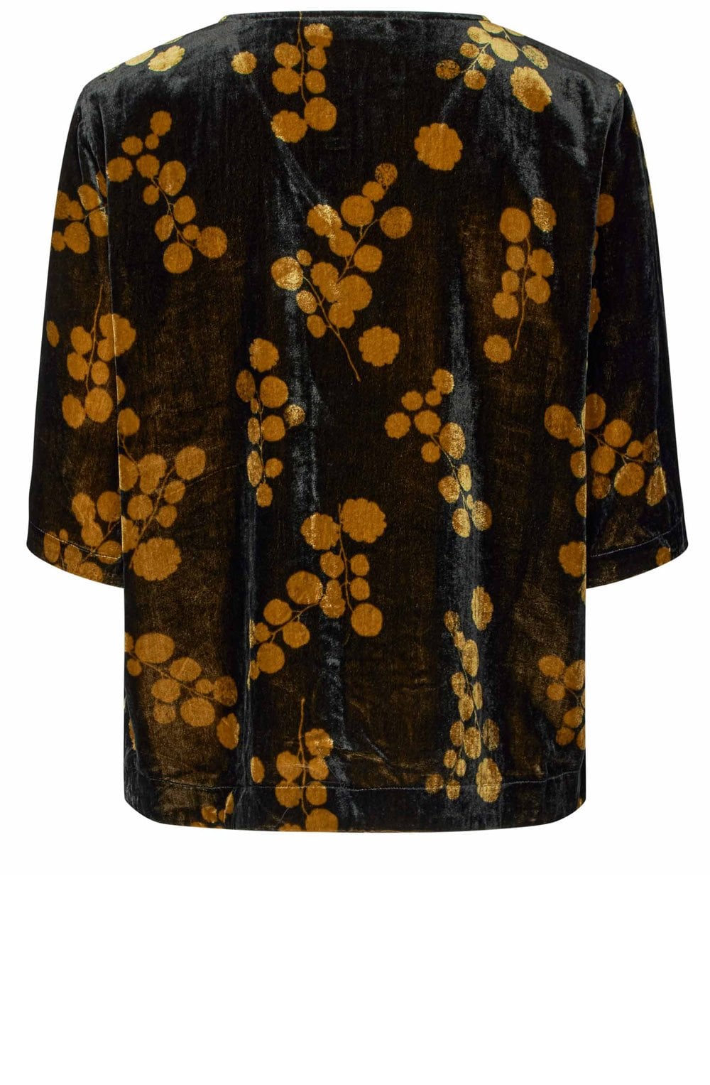 Estela Black and Gold Velvet V neck Blouse