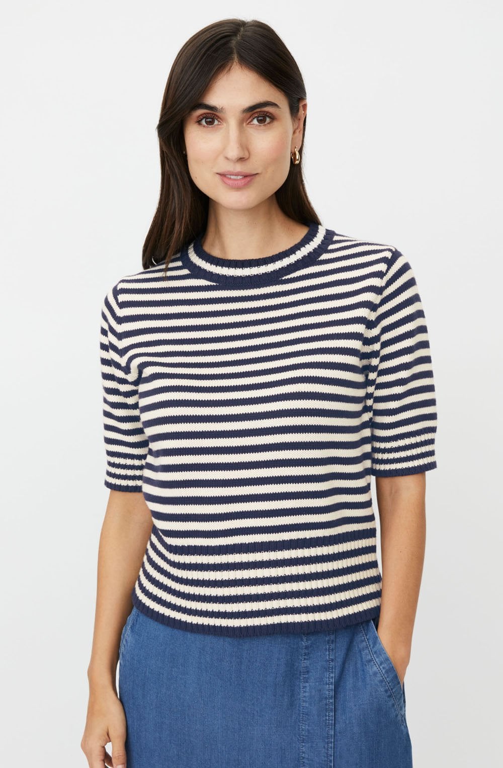 Faeleen Navy Striped Knit Jumper