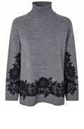 Falivra Misty Grey Lace Overlay Jumper