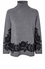 Falivra Misty Grey Lace Overlay Jumper