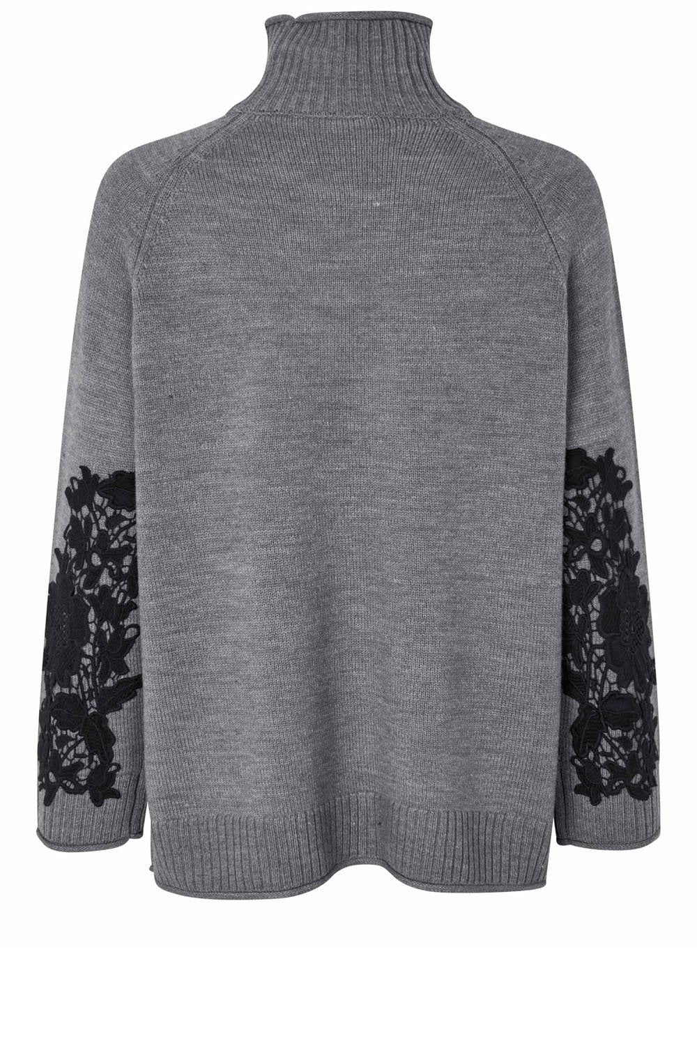 Falivra Misty Grey Lace Overlay Jumper