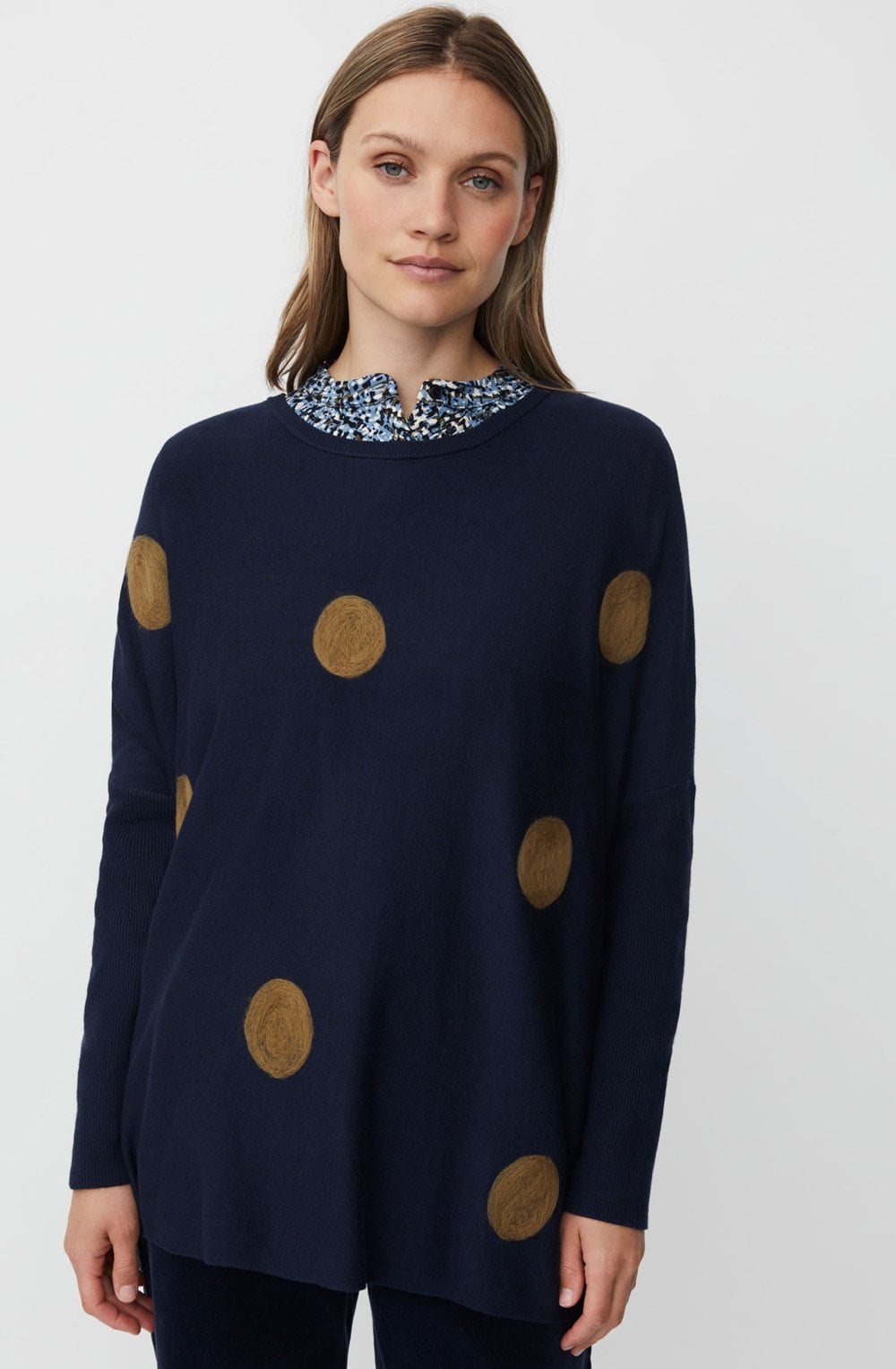 Fanasi Navy Blazer Polka Dot Jumper