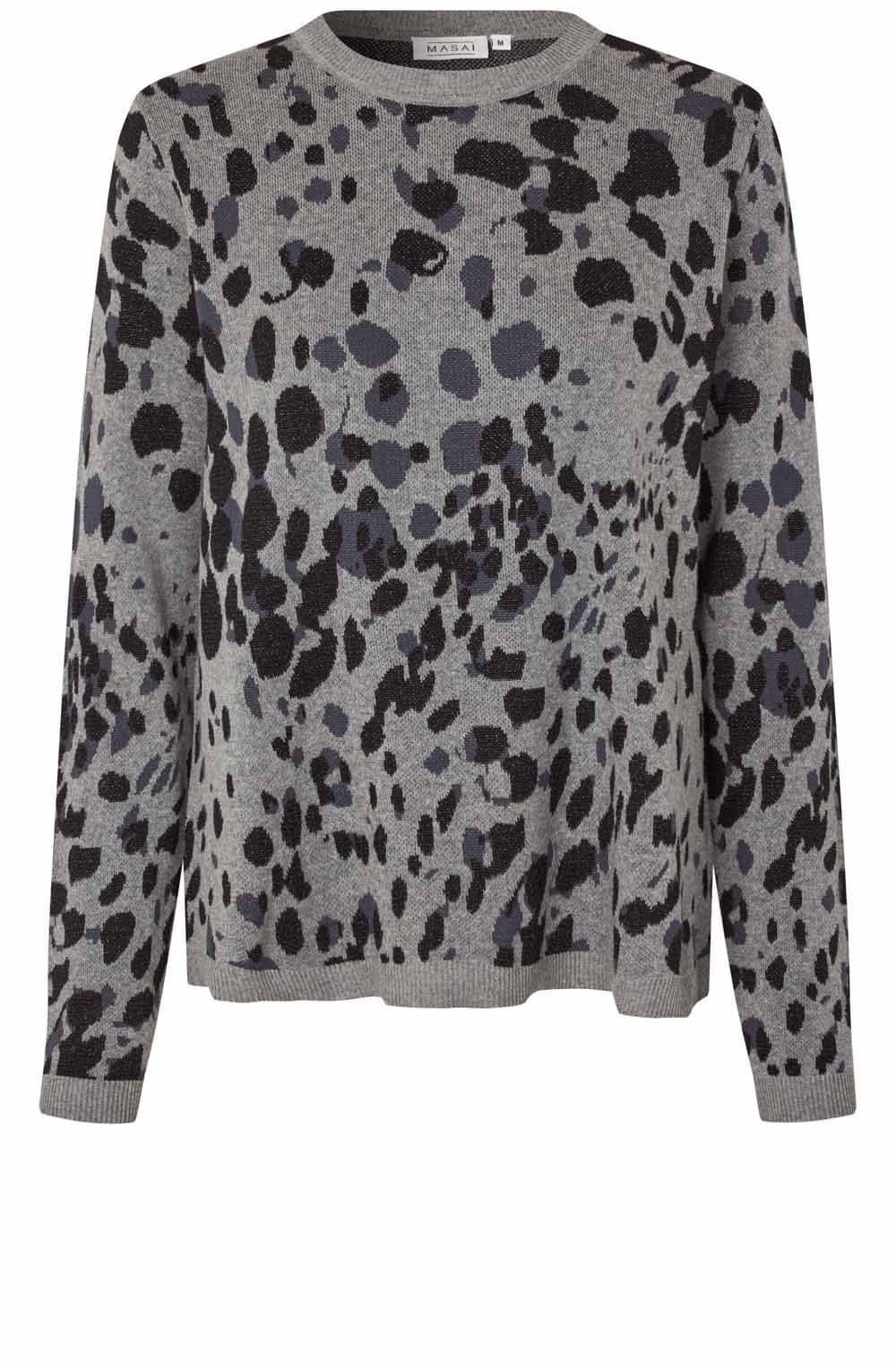 Faren Grey and Black Animal Print Jumper