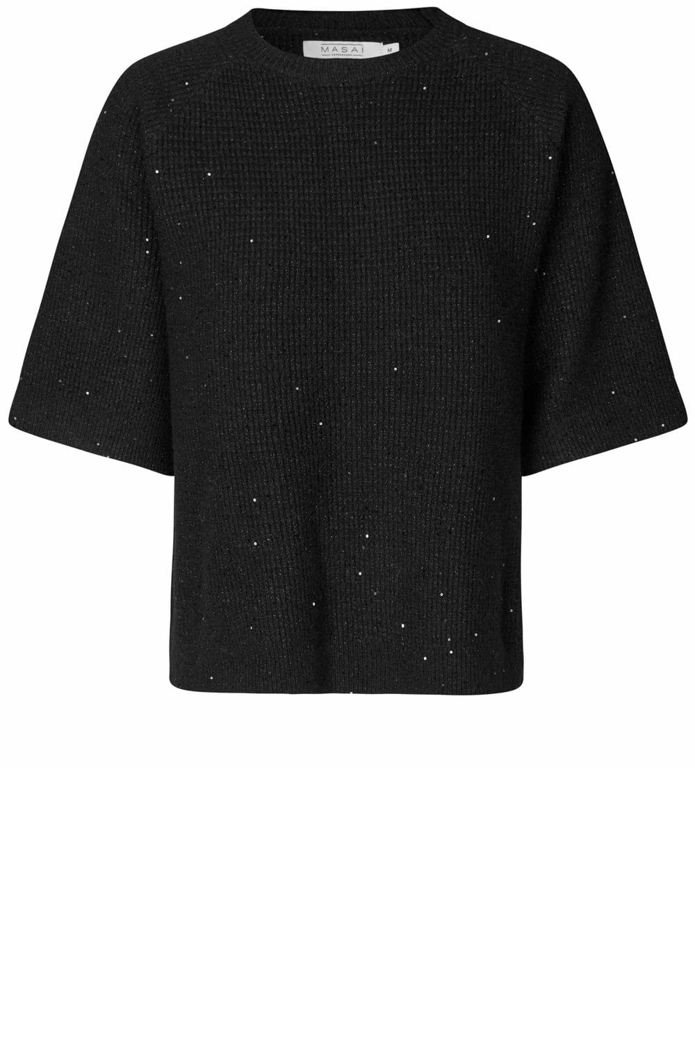 Farinna Black Shimmer Short Sleeved Jumper