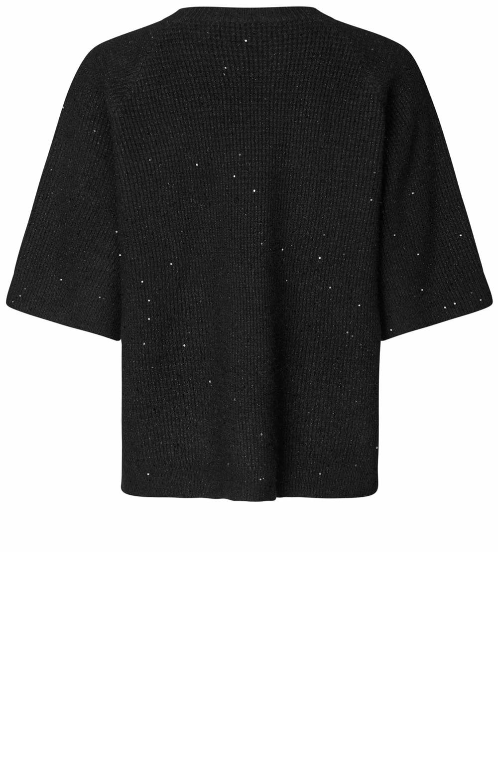 Farinna Black Shimmer Short Sleeved Jumper