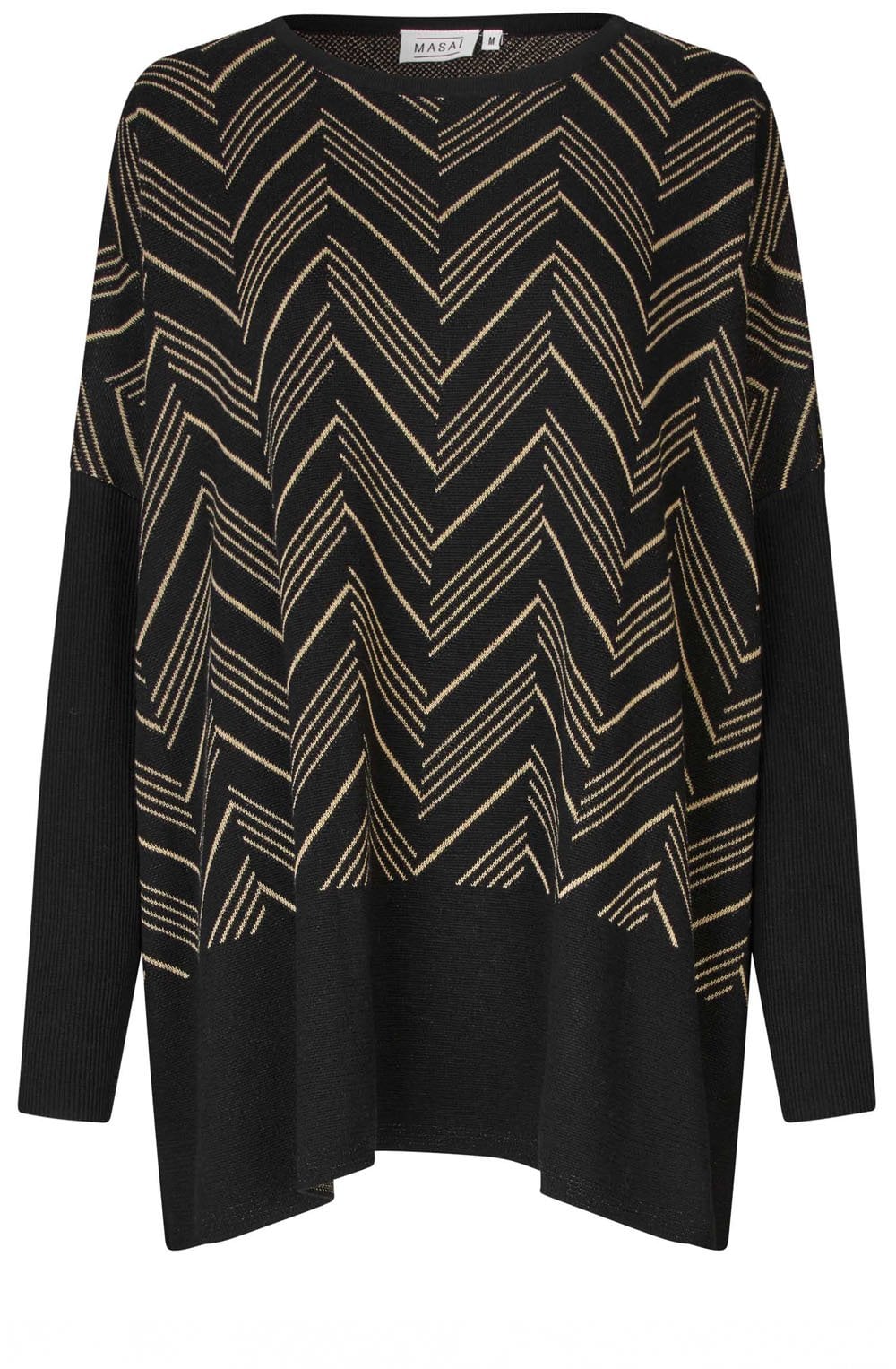 Feluca Black and Travertine Chevron Oversized Jumper