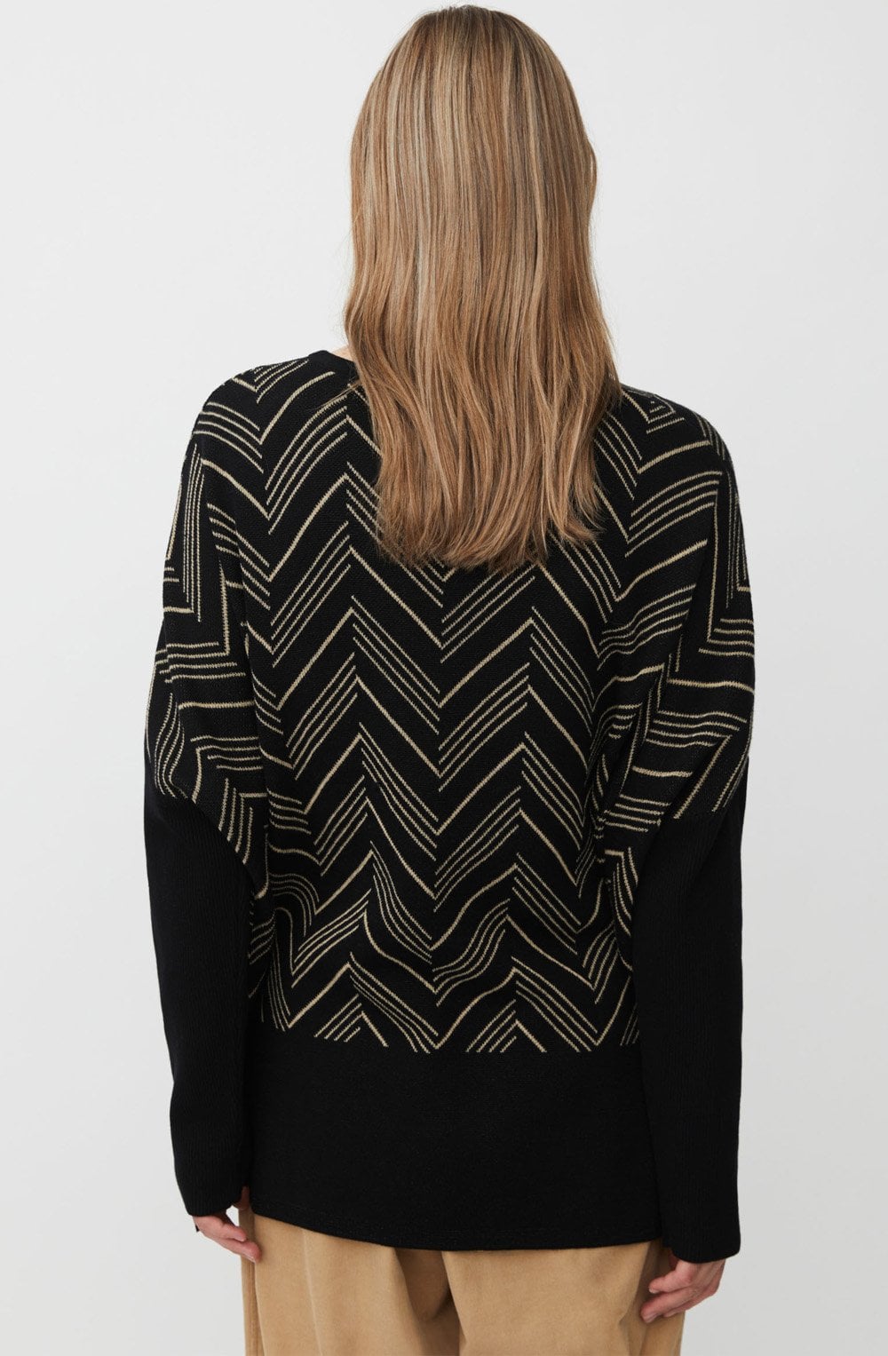 Feluca Black and Travertine Chevron Oversized Jumper