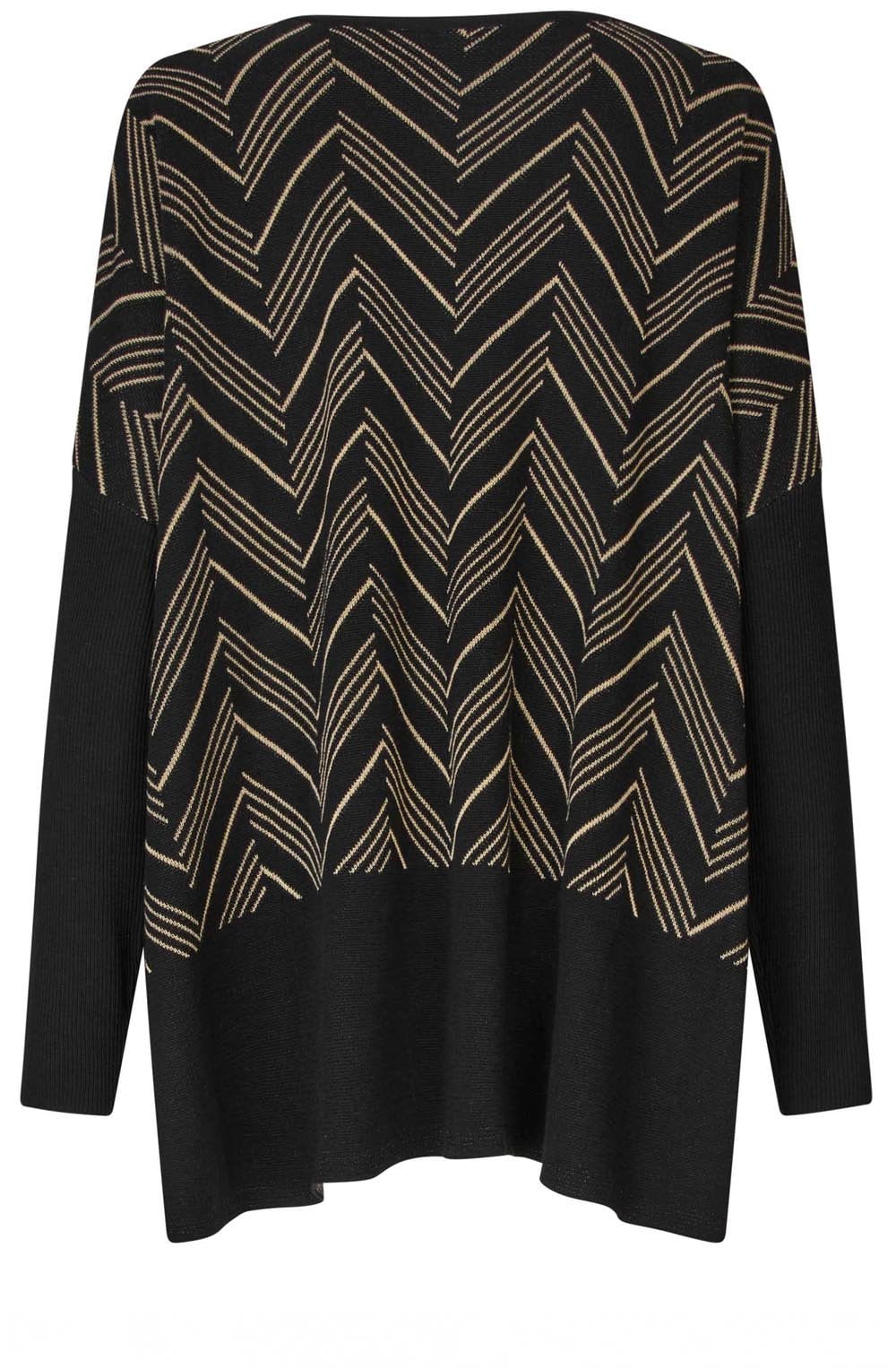 Feluca Black and Travertine Chevron Oversized Jumper