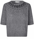 Feryssa Misty Grey Shimmer Neck Jumper