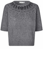 Feryssa Misty Grey Shimmer Neck Jumper