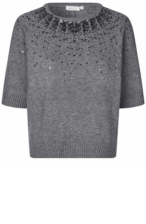 Feryssa Misty Grey Shimmer Neck Jumper