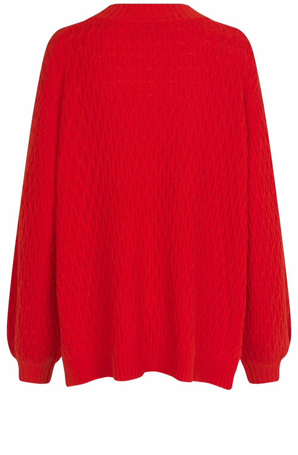 Flame Scarlet Patterned Knit Oversized Jumper