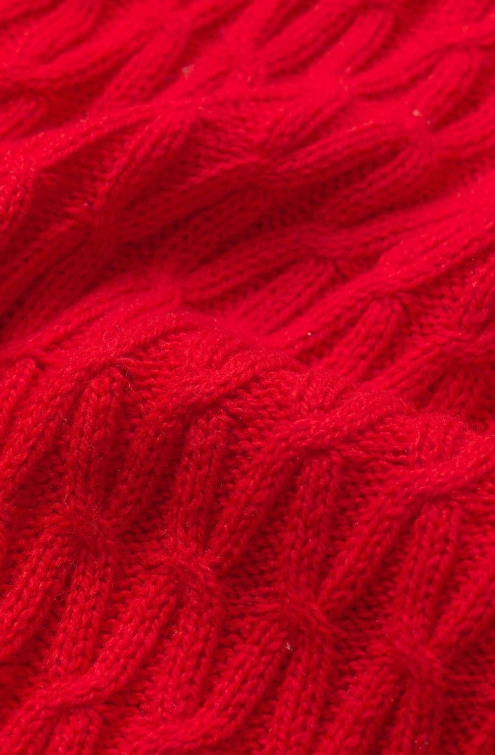 Flame Scarlet Patterned Knit Oversized Jumper