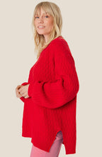 Flame Scarlet Patterned Knit Oversized Jumper
