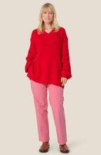 Flame Scarlet Patterned Knit Oversized Jumper