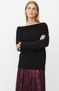 Floraia Black Wide Fold Over Neck Jumper