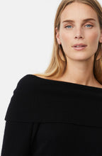 Floraia Black Wide Fold Over Neck Jumper